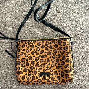 Fossil Leather Leopard Print Crossbody Bag